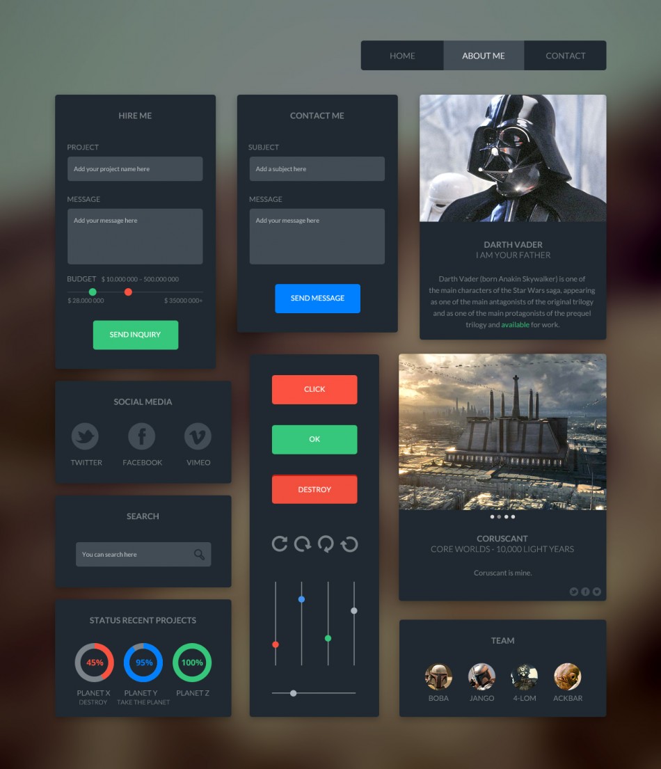 Dark UI Kit - Freebies - Fribly