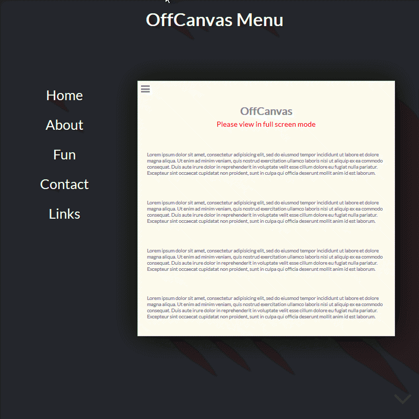 Pure CSS Off Canvas Menu Fribly