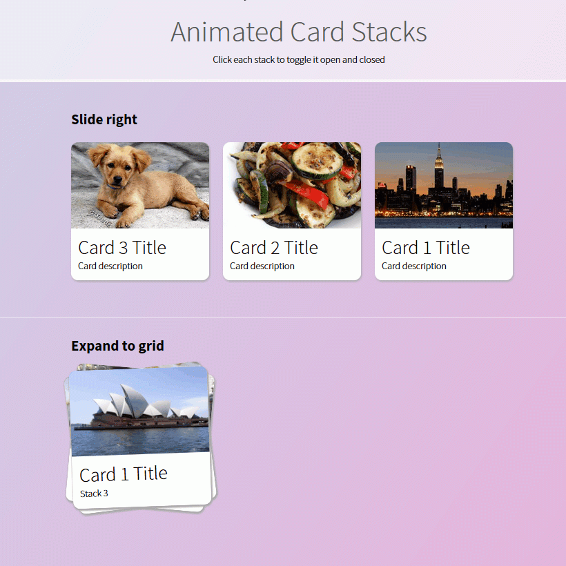 Animated Card Stacks - - Fribly