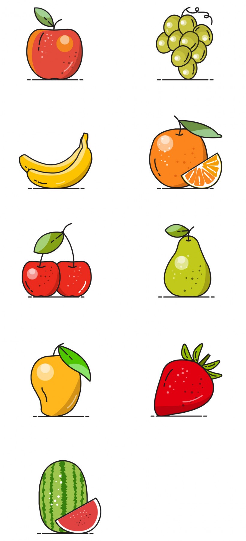 Free Vector Fruit Icons - - Fribly