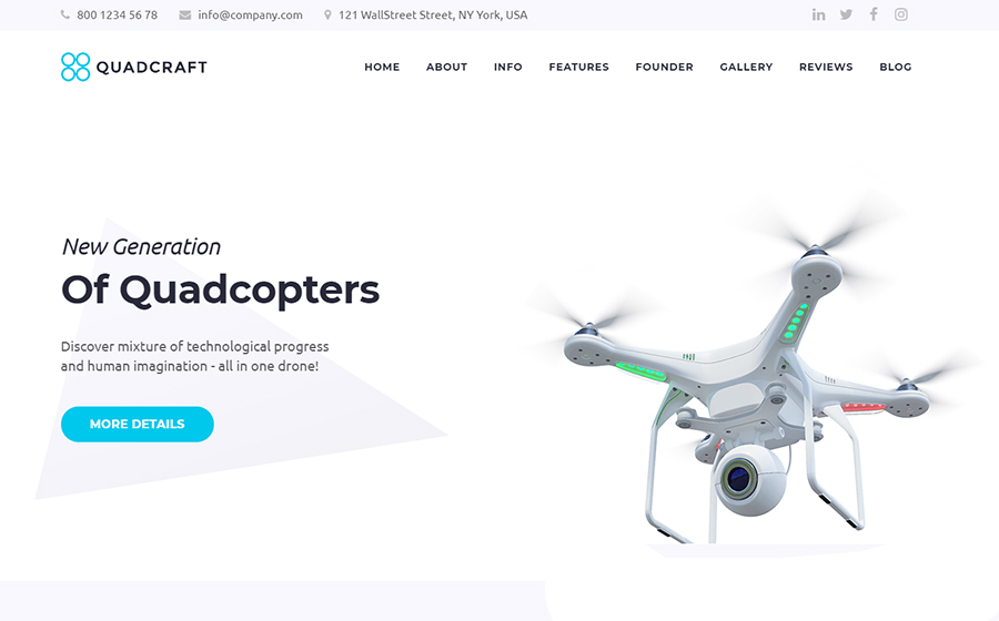 Quadcraft - Drone Startup WordPress Theme