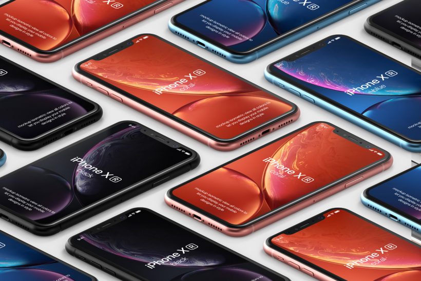 Free iPhone XR Isometric Mockup