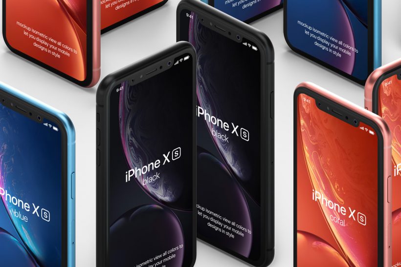 Free iPhone XR Isometric Mockup