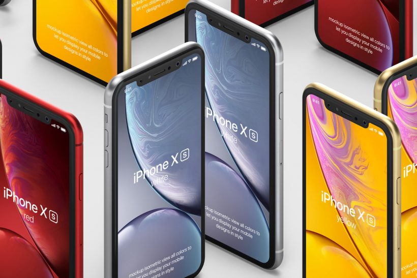Free iPhone XR Isometric Mockup