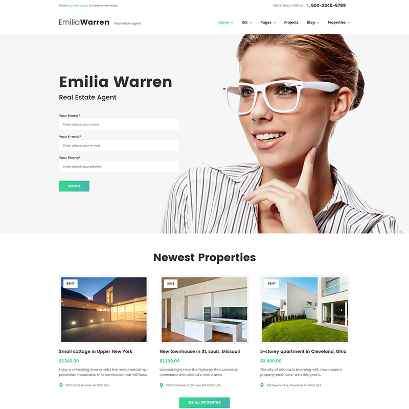 Emilia Warren - Real Estate WordPress Theme