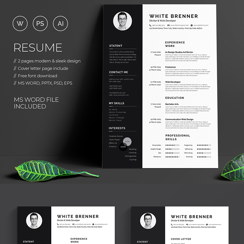 Minimal White Brenner Resume Template